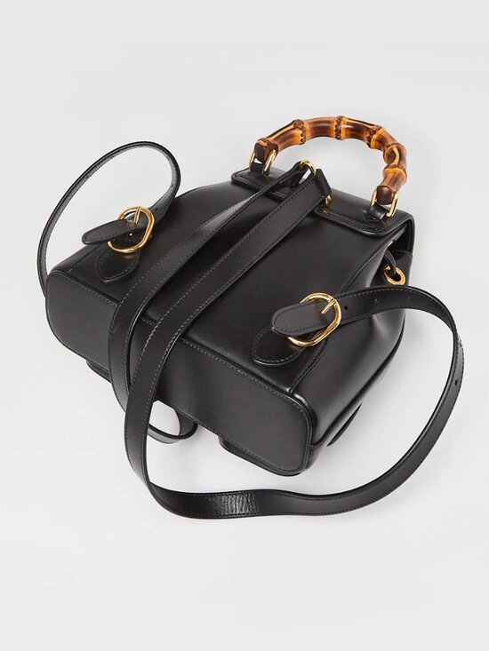 Gucci Black Smooth Leather Bamboo Handle Small Backpack Bag main image 4